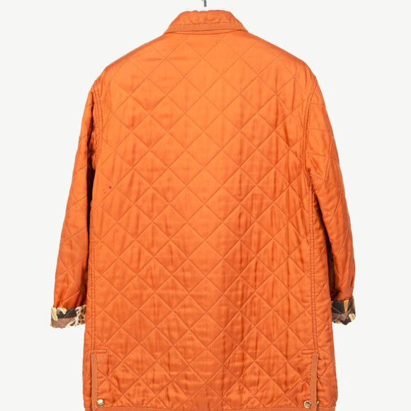 Salvatore Ferragamo Vintage 90's Orange Silk Quilted Coach Jacket - Picture 2 of 10
